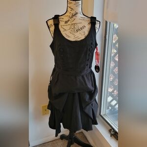 Hell Bunny Black Buttoned Midi Dress